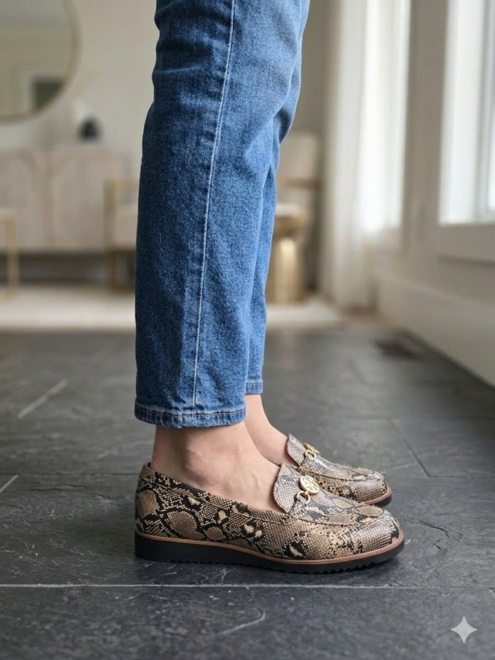 Life Strides Women’s Snake-Print Loafers in Brown